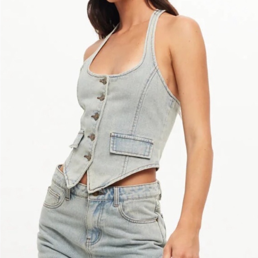 Lioness Light Wash Denim Button-Front Camisole